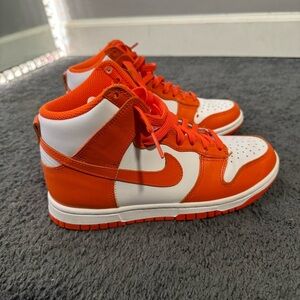 Nike Orange and White High-Top Sneakers
